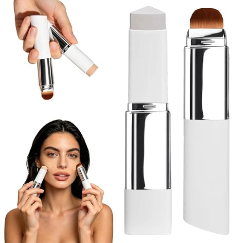 KOMEIYL 2 Stück Facelove Foundation Stick mit Pinsel, Color Changing Foundation S-tick mit LSF 15, 2-in-1 Make-up Stick, Schwereloses Gefühl & Natürlicher Glow für Alle Hauttypen