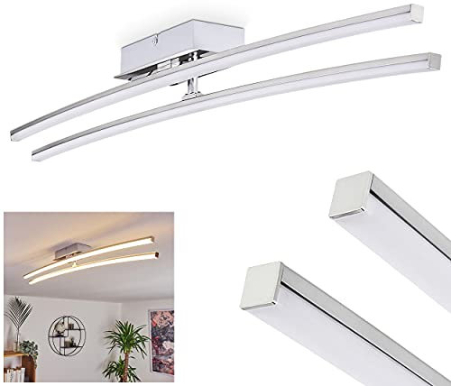 LED Deckenleuchte Powassan, moderne Deckenlampe in Chrom, 2-flammig mit einer verstellbaren Lichtleiste, 2 x 8 Watt, je 800 Lumen (1600 Lumen insgesamt), 3000 Kelvin (warmweiß)