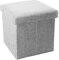 INTIRILIFE Faltbarer Sitzhocker 38x38x38 cm in Alaska GRAU - Sitzwürfel mit Stauraum und Deckel aus Stoff in Leinen Optik - Sitzcube Fußablage Aufbewahrungsbox Truhe Sitzbank