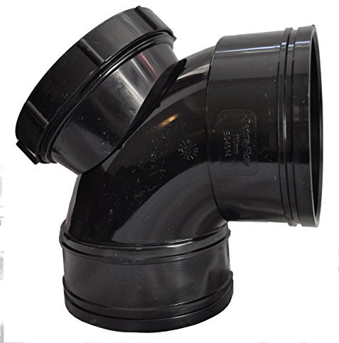 Double Socket Solvent Soil Pipe 90 Access Bend - Black