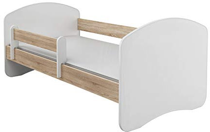 Kinderbett Jugendbett mit einer Schublade und Matratze Weiß ACMA II (160x80 cm, Eiche Sonoma)