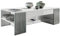 Vladon Couchtisch Clip, Made in Germany, Wohnzimmertisch mit 2 Seitenfächern und 1 Glasplatte, Weiß matt/Avola-Anthrazit (118 x 37 x 60 cm)