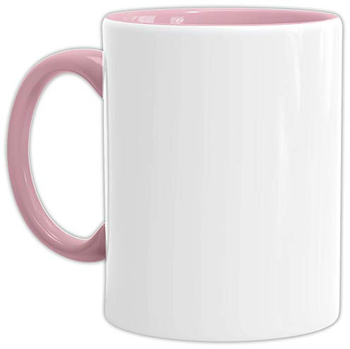 Tassendruck Bastel-Tassen ohne Druck zum Bemalen aus Hochwertiger Keramik Einzeln oder im Set/Mug/Cup/Becher/Pott - Innen & Henkel Rosa 6er Set