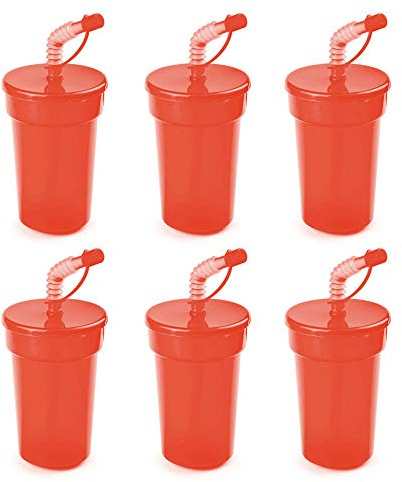eBuyGB 14oz Tumbler Smoothie Lid & Straw Milkshake Slushie Beaker Water Bottle Travel Cup, Polypropylene, Red