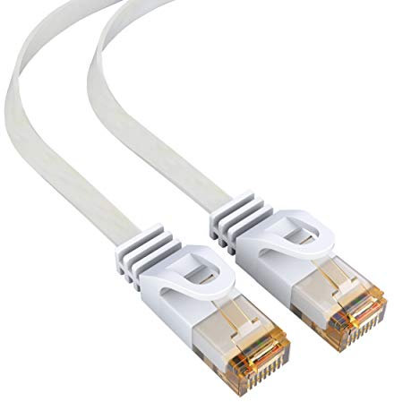 mumbi 1.00m Cat.6 UTP Cable de Red Ethernet LAN Patch con Conectores RJ-45, Ultra Plano, Blanco