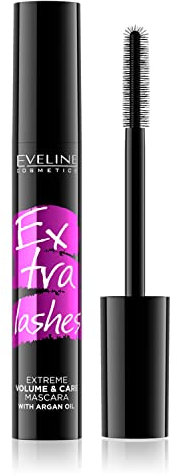 Eveline Cosmetics Extra Lashes Volume & Care Mascara, extrem verdichtend und pflegend, 12 ml, Schwarz