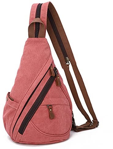 KL928 Canvas Sling Bag Rucksack Damen und Herren – Schulterrucksack Umhängetasche Crossbag Verstellbarem Schultergurt Perfekt für Outdoorsport, Wandern, Radfahren, Bergsteigen, Reisen