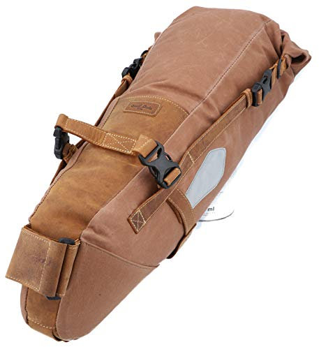 Gusti Lenkertasche Leder-Romain M. Satteltasche Fahrradtasche Gepäcktasche Beutel Ledertasche Vintage Braun Leder und Canvas