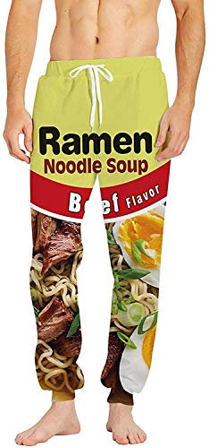 Jogginghose Herren Damen 3D Printed Sporthose Casual Streetwear Hose Freizeithose mit Kordelzug Beef S