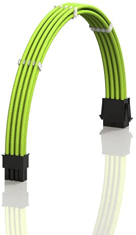 LINKUP - AVA 30cm 8 Pines (4+4) CPU ATX Placa Base PSU Fuente de Alimentación Cable de Extensión de PC Personalizado con Mangas Trenzadas con Peines┃Un Solo Paquete┃300mm - Verde