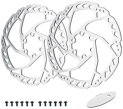 RUJOI Kit rotore freno a disco per bicicletta, dischi freno a disco da 180 mm con bulloni da 12 L. Adatto a molte marche di pinze freno a disco e abbinamenti per MTB,