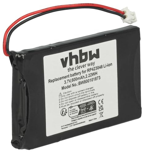vhbw Akku kompatibel mit Supertooth Buddy schnurlos Festnetz Telefon (600 mAh, 3,7 V, Li-Ion)
