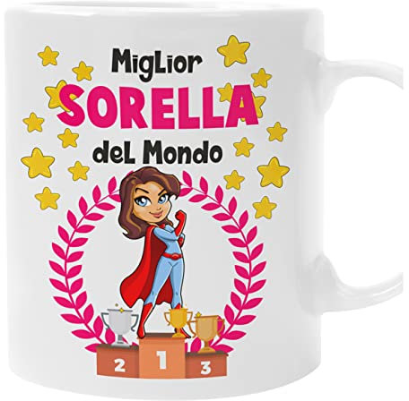 bubbleshirt Tazza sorella Miglior sorella del Mondo - idea regalo compleanno - divertenti
