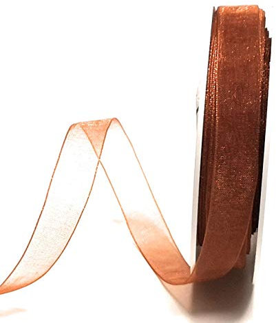 SCHLEIFENBAND 25m x 12mm Kupfer Organza Organzaband Chiffonband Webkante [3493]