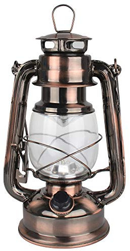 Lampada da Campeggio LED Dimmerabile, Portatile a Batteria, Lanterna Cherosene da Giardino, 15 LED, 150 Lumen, per Uso Interno o Esterno (Rame)