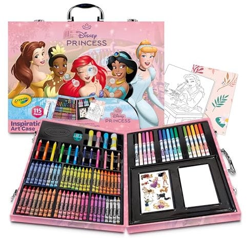 CRAYOLA - Maletín del Artista Princesas Disney, 115 Piezas, años 4,5,6,7+, 25-1094