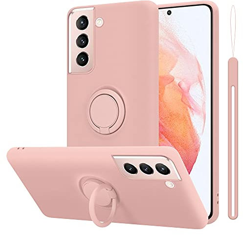 Cadorabo Custodia compatibile con Samsung Galaxy S21 5G in LIQUID ROSA - Custodia per Cellulare in Silicone TPU Flessibile con Anello - Paraurti per Cover Posteriore Ultra Sottile