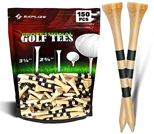 SAPLIZE Golf Bambus Tees,150 Stück (70mm) - Biologisch abbaubar, haltbarer und Stabiler Golf Tees