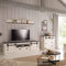 Wohnwand TV-Wand Pinie weiß Nb. mit anthrazit 3-teilig Landhausstil, TV-Lowboard, Wandboard, Kommode