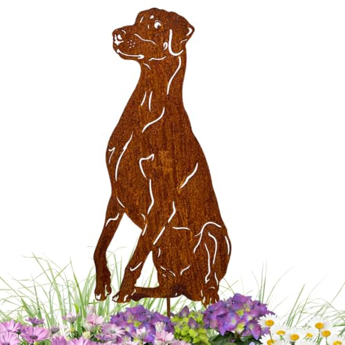 Terma Stahldesign Edelrost Hund Verschiedene Rassen, Handmade Germany, tolle gartendeko aus Rost-Metall, deko rostoptik, Rostfiguren Tiere, rostfiguren Garten, Rostdeko (Dobermann)