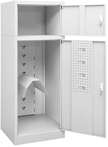 Sattelschrank Hellgrau 53x53x140 cm Stahl, mit abschließbaren Türen und höhenverstellbarem Sattelhalter, großzügiger Stauraum für Pferdezubehör, ideal für Sattelkammer und Stall