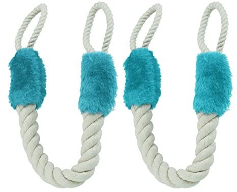 Relaxdays Türkordel 2er Set, Türstopper Klinke, 60 cm lang, Klemmschutz für Kinder & Tiere, Tür Seil maritim, beige/blau