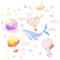 OLYCRAFT 2 Stück Wal Qualle PVC Wandaufkleber 1160x300mm Mond Heißluftballon Wandtattoo Fantasie Wolke Meer Thema Wanddekoration Für Wohnzimmer Schlafzimmer Dekoration DIY Wandkunst Wandbild