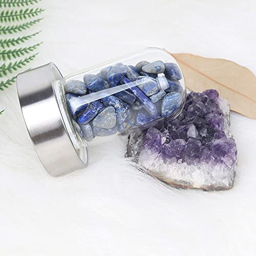 SAHKGYE Natürliche Kristallwasserflasche Edelstein-Wasserflasche Crystal Energy Elixir Angereicherte Wasserflasche Quarzkristall Zauberstab Point Reiki Healing Kristallglasflasche 550Ml/18Oz