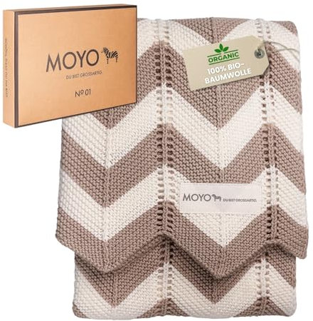 MOYO Babydecke Ruhiger Fjord in Taupe I 70x90cm I Atmungsaktive Kuscheldecke aus 100% GOTS-Bio-Baumwolle I Weiche Baby-Bettdecke für Junge & Mädchen I Baumwolldecke Geburt