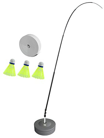 Amagogo Badminton-Einzeltrainingsgerät, tragbares Selbstübungsgerät, einfach zu verstauen, alleine Spielen, für Kinder, Erwachsene, Zubehör, dehnbar, guter, mit 3 Badminton