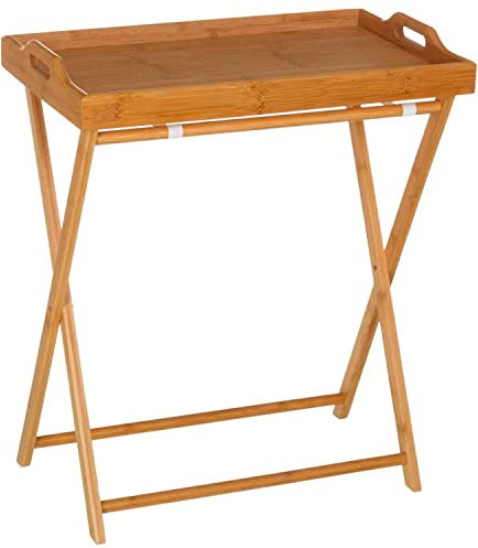 TIENDA EURASIA - Bandeja de Madera con Soporte de Caballete, Bandeja Cama, Mesita Auxiliar de 55 x 35 x 62 cm, Bandeja Desayuno con Asas, Mesa Plegable