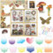 100 Blätter Kawaii Sticker Set, 12 Sätze DIY Anhänger, PET Transparente Scrapbooking Aufkleber, Nette Karikatur Scrapbooking Sticker, Niedliches Aufkleber für Journal, Fotoalbum, Schreibwaren (Grün)