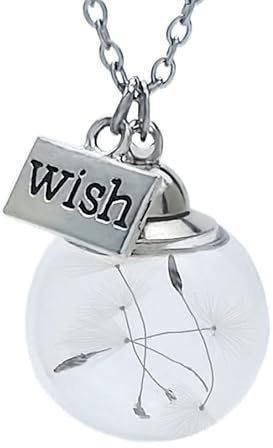 Aloha Dente di leone Esprimi un desiderio Vero Fiori Pendente Catena in Acciaio Collane Idea Regalo Donna Annivesario Compleanno Amica