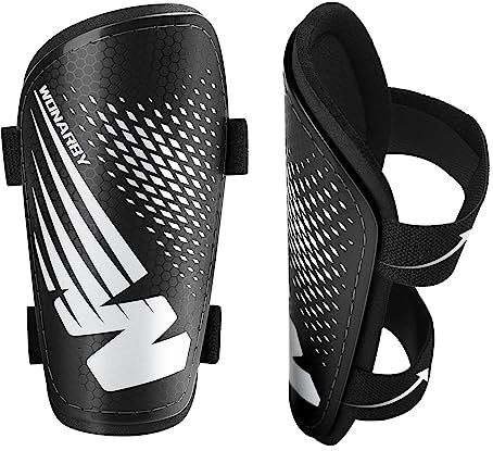 Schienbeinschoner Kinder Fussball Shin Pads - Fußball Ausstattung Mit Verstellbarem Klettverschluss- Leicht rutschfest Aeeignet für Jungen Mädchen im Alter von 2 bis 18 Jahren - Schwarz Medium