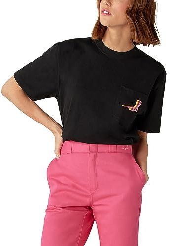 Dickies Breast Cancer Awareness Women's Respect Heavyweight Short Sleeve Pocket T-Shirt, Knit Black, M
