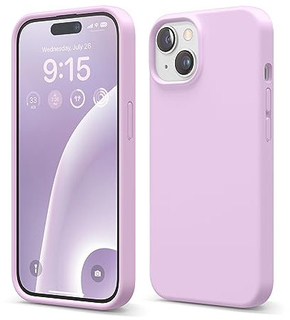 elago Flüssig Silikon Case Kompatibel mit iPhone 15 Hülle, Premium Silikon Handyhülle, Ganzkörper Schutzhülle [4 Lagige Stoßfeste Struktur], Kratzfestes Weiches Mikrofaserfutter (Licht Lila)
