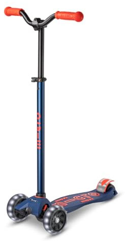 Maxi micro™ Deluxe Pro LED | Das ORIGINAL | Kinder Roller ab 5 Jahren | Premium Kinderroller von 5-7 Jahre | Lenker höhenverstellbar | Kickboard Scooter | 5 6 7 Jahre (Navy red)