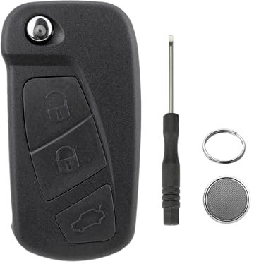 3-button car key fob case replacement for Ford 2008-2016 KA MK2 remote control shell with uncut blade and key ring and a blade screwdriver CR2032 battery