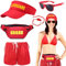 HEAWAA 5-teiliges Rettungsschwimmer-Zubehör-Set enthält Shorts, leeres Oberteil, Sonnenhut, verstellbare Bauchtasche, Pfeife, Sonnenbrille, Rettungsschwimmer, Kostüm, für Erwachsene, Damen, Herren,
