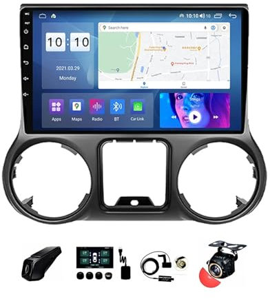 BOJONTN 10 Pollici Doppio DIN Android 12 Autoradio,per Jeep Wrangler 3 JK 2010-2018,con Car Play Telecamera Posteriore Comandi al Volante Bluetooth GPS FM Radio Touchscreen (Size : Y20 2+32G)