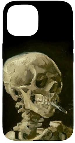 Art History Phone Cases Hülle für iPhone 15 Van Gogh Malerei Kopf des Skeletts Zigarette Kunst Telefon Abdeckung