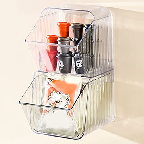 Wnvivi 2-lagiger Teebeutel-Organizer aus Kunststoff, für Snacks, Kosmetik, Lippenstift, Lebensmittelaufbewahrung, Organizer für Lebensmittel (transparent)