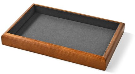 Oirlv Bandejas Planas De Madera Maciza Para Joyas, Apilables, Organizador De Joyas, Joyero(Gris Oscuro)
