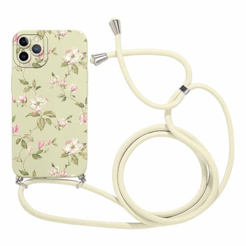 Foonary Funda con Cuerda para Apple iPhone 11 Pro MAX 6,5, Correa Colgante con Aesthetic Motivo Collar Colgar de Cuello Cadena Cordón Carcasa, Silicona Case Cover para iPhone 11 Pro MAX, Flores4