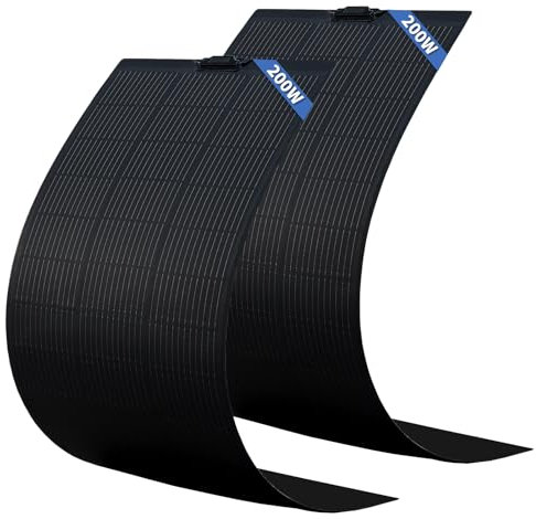 FIREFLY ENERGY Panel Solar Flexible de 400W paquete de 2 piezas 200W Módulos Solares de panel Fotovoltaico Monocristalino para autocaravanas, fuera de la red, caravanas, barcos, techos