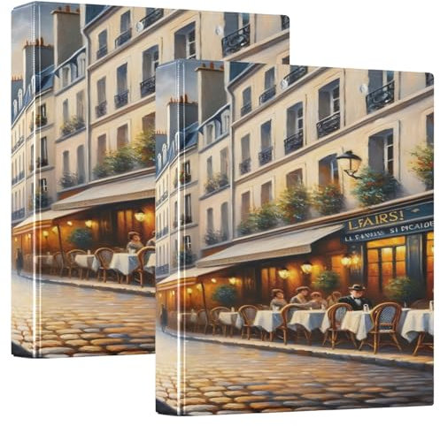 Mnsruu Paris Street Cat Kitten 3-Ringbücher mit 3 transparenten Innenfächern, Klemmbrett, vielseitige Ordner, 200 Blatt, für Büro, Zuhause, Schule, 1 Stück