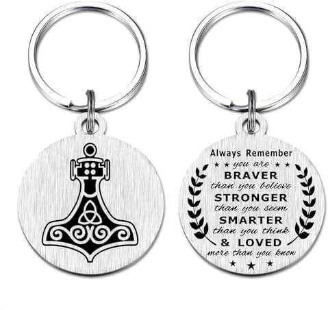 Richesele Viking Keyring for Men Women - Viking Mjolnir Protection Gifts - Viking Thors Hammer Keyring