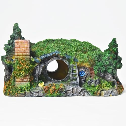 AIGOUT Aquarium-Dekoration, Hobbit-Schloss, Aquarium-Zubehör, Betta-Spielzeug, Dekoration für Aquarium, Arrangement, Ornamente, Aquarium, Dekoration (Hobbit)