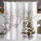 Lerores Duschvorhang 180x200cm Weihnachtsbaum, Beschwerter Saum Antischimmel Textil, Wasserabweisend, Waschbar Polyester Badevorhänge mit Ösen und 12 Duschvorhangringe für Badezimmer, Badewanne