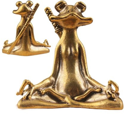 Generisch Yoga-Frosch-Statue, meditierende Frosch-Figur - Messing-Froschstatue - Tischation, Zen-, Tierfiguren für Zuhause, Arbeitsplatz, Wohnzimmer, Schlafzimmer